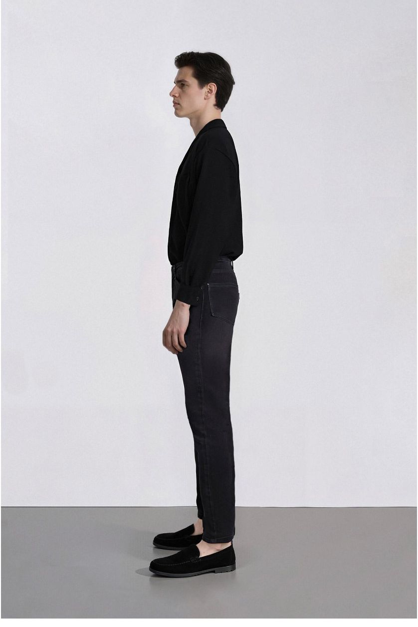 Ерлер қара Carlo Skinny Fit қалыпты белі тар джинсы шалбар