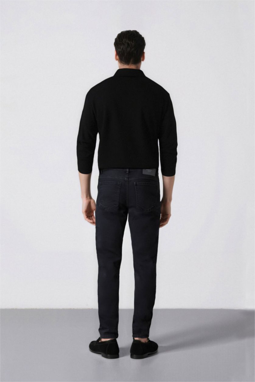 Ерлер қара Carlo Skinny Fit қалыпты белі тар джинсы шалбар