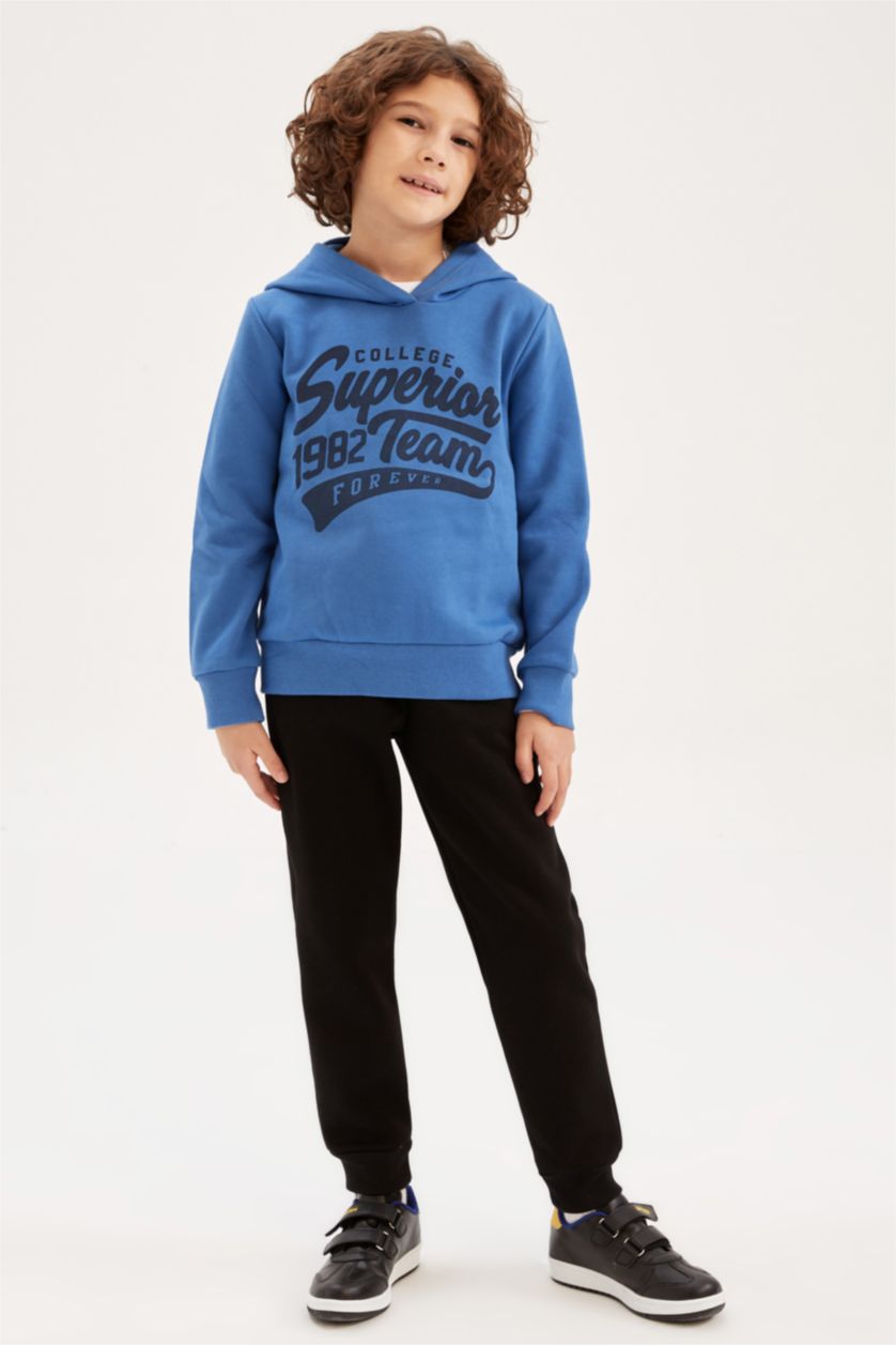 Erkek Çocuk - Genç Erkek Mavi Erkek Çocuk Kapüşonlu Sweatshirt