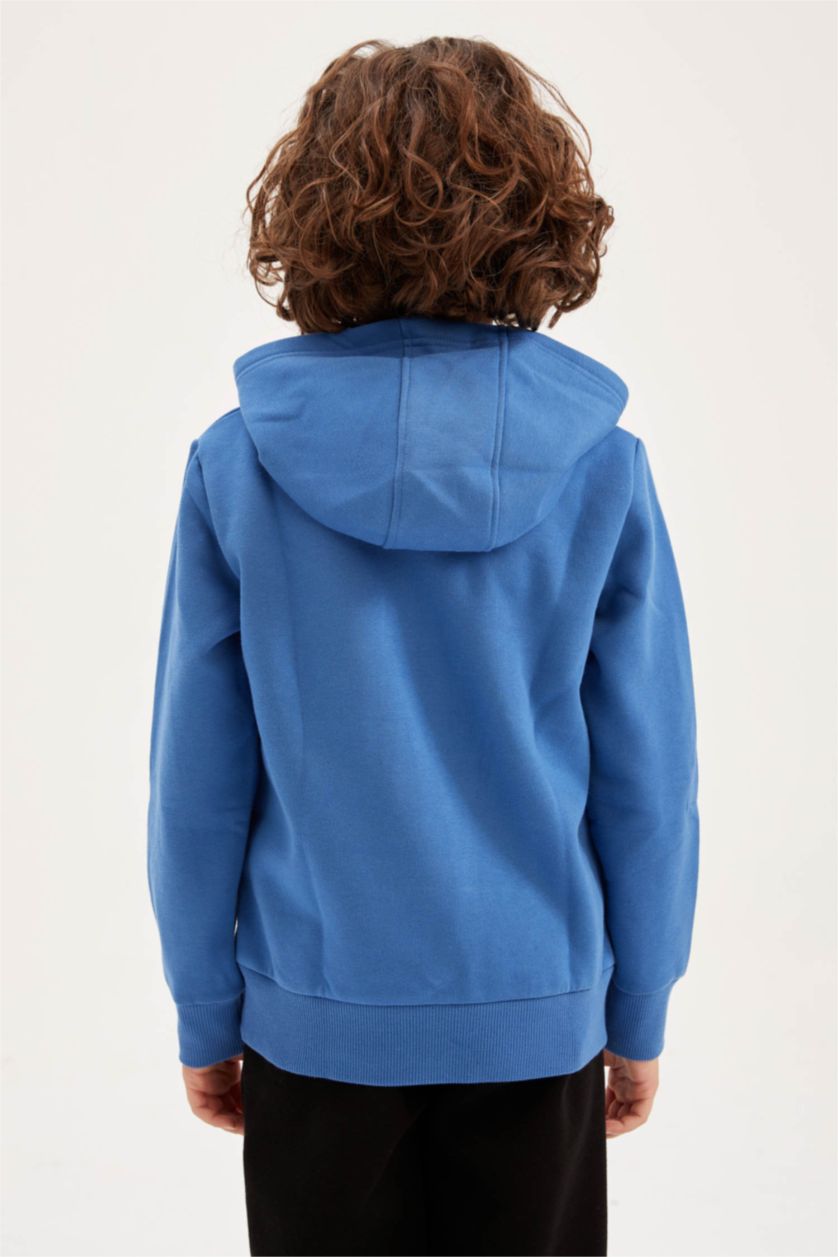 Erkek Çocuk - Genç Erkek Mavi Erkek Çocuk Kapüşonlu Sweatshirt