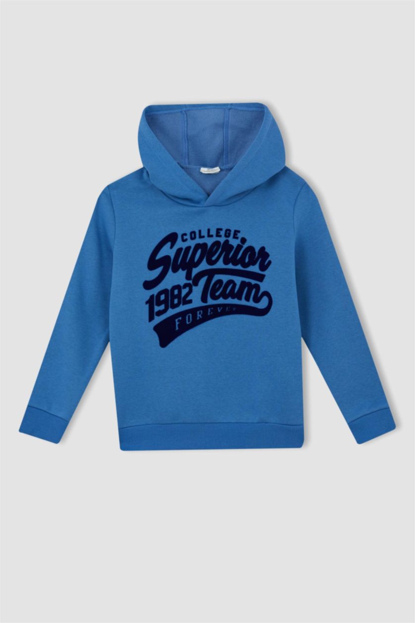 Erkek Çocuk - Genç Erkek Mavi Erkek Çocuk Kapüşonlu Sweatshirt