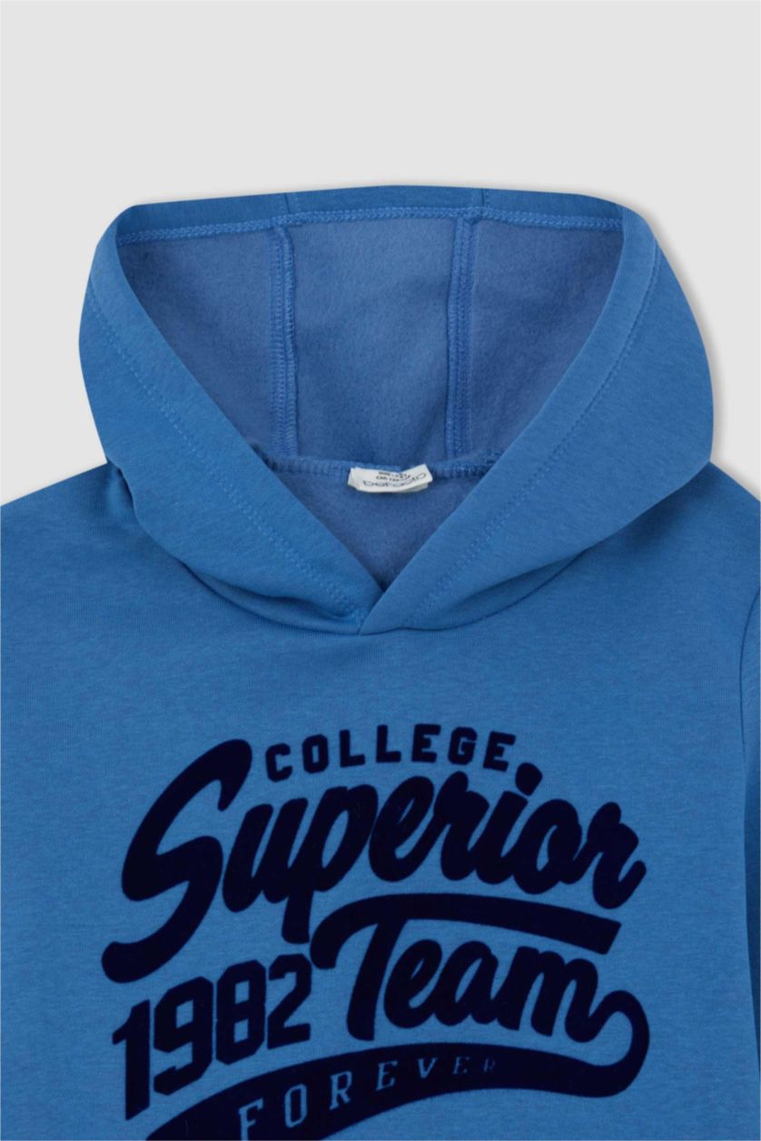 Erkek Çocuk - Genç Erkek Mavi Erkek Çocuk Kapüşonlu Sweatshirt