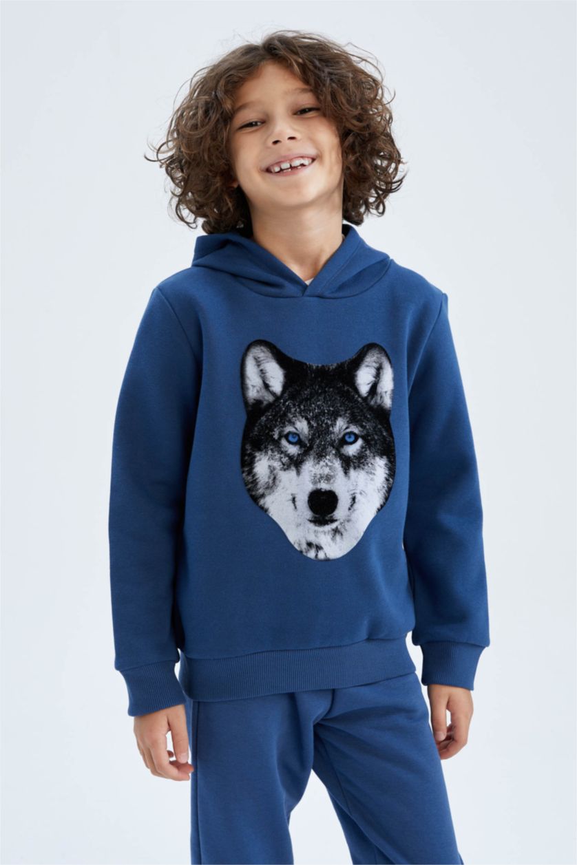 GARÇONS Indigo Sweat- Shirt Tissu Sweat Épais Coupe Régulière À capuche