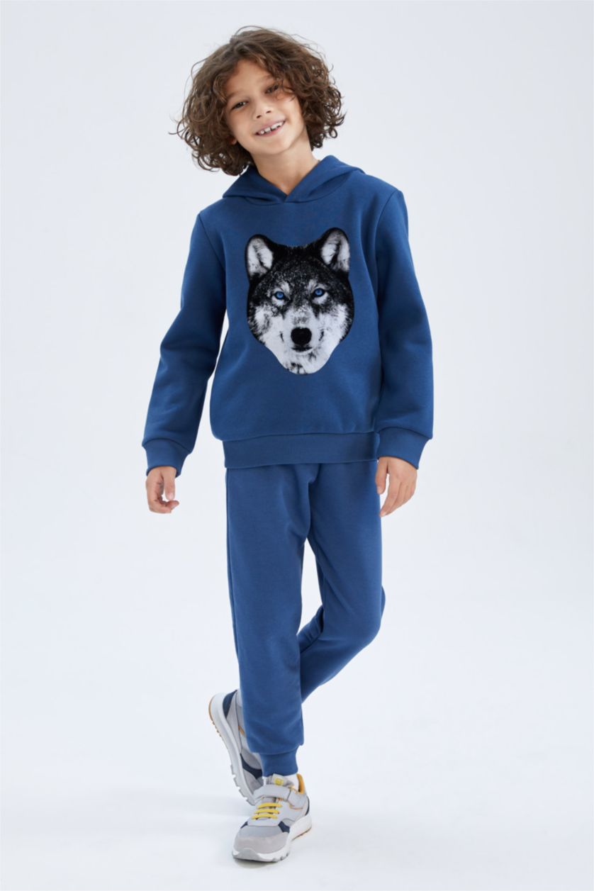 GARÇONS Indigo Sweat- Shirt Tissu Sweat Épais Coupe Régulière À capuche
