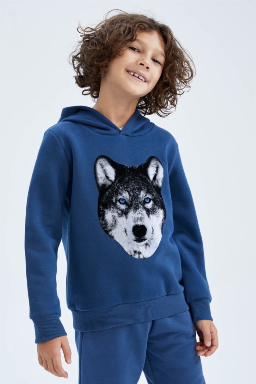 GARÇONS Indigo Sweat- Shirt Tissu Sweat Épais Coupe Régulière À capuche