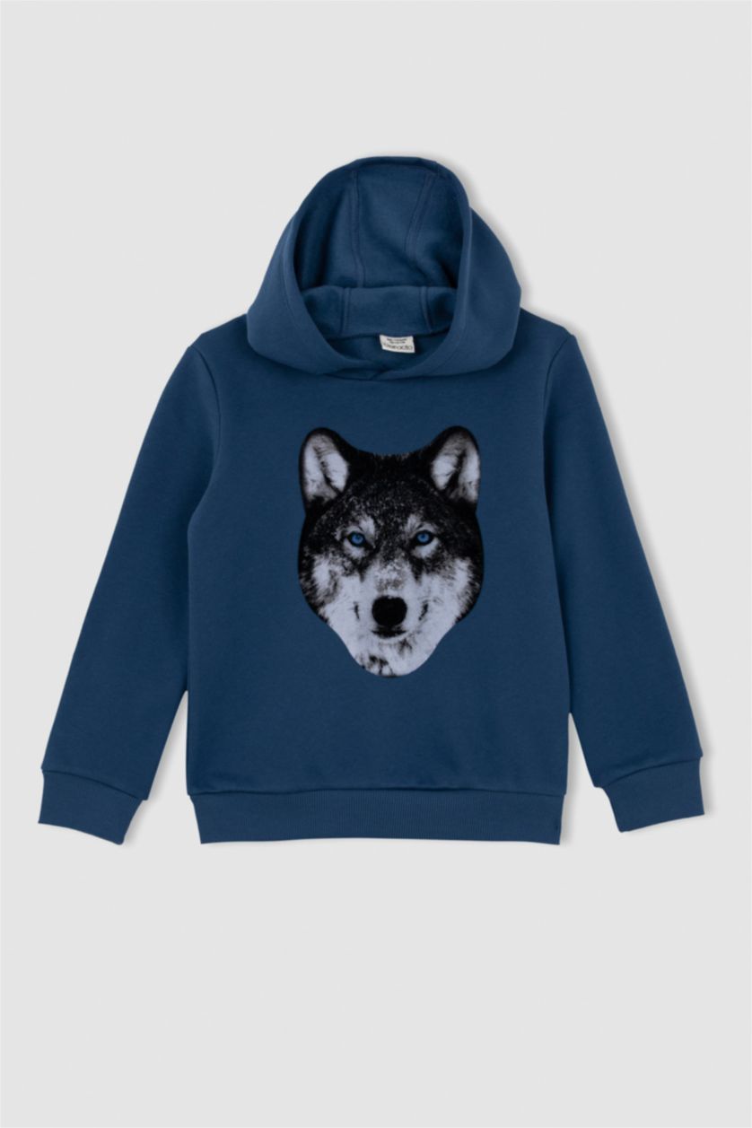 GARÇONS Indigo Sweat- Shirt Tissu Sweat Épais Coupe Régulière À capuche