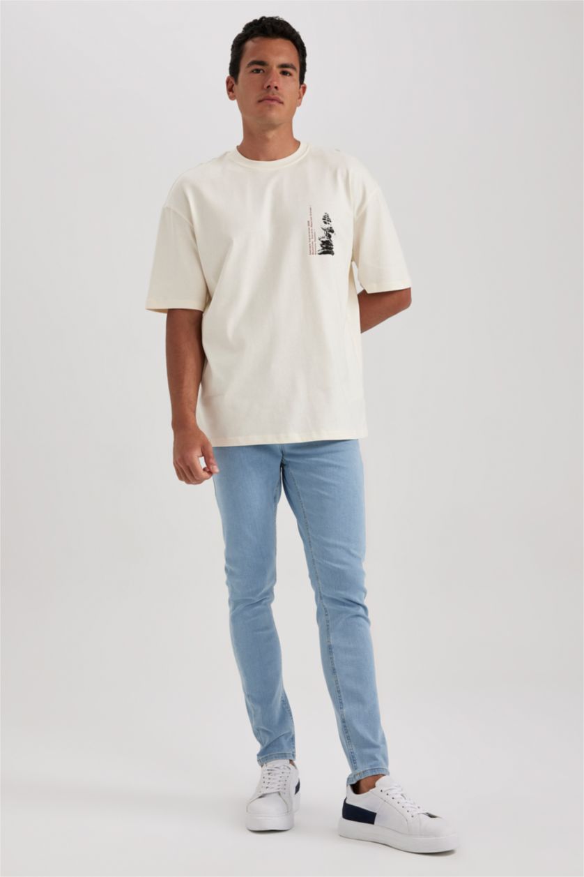 رجال أزرق فاتح بنطلون جينز قصة ضيق للغاية