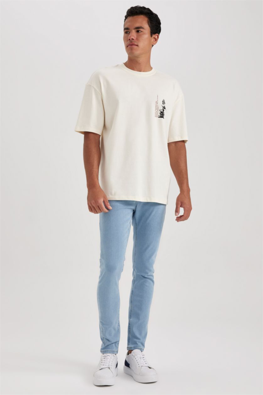 رجال أزرق فاتح بنطلون جينز قصة ضيق للغاية