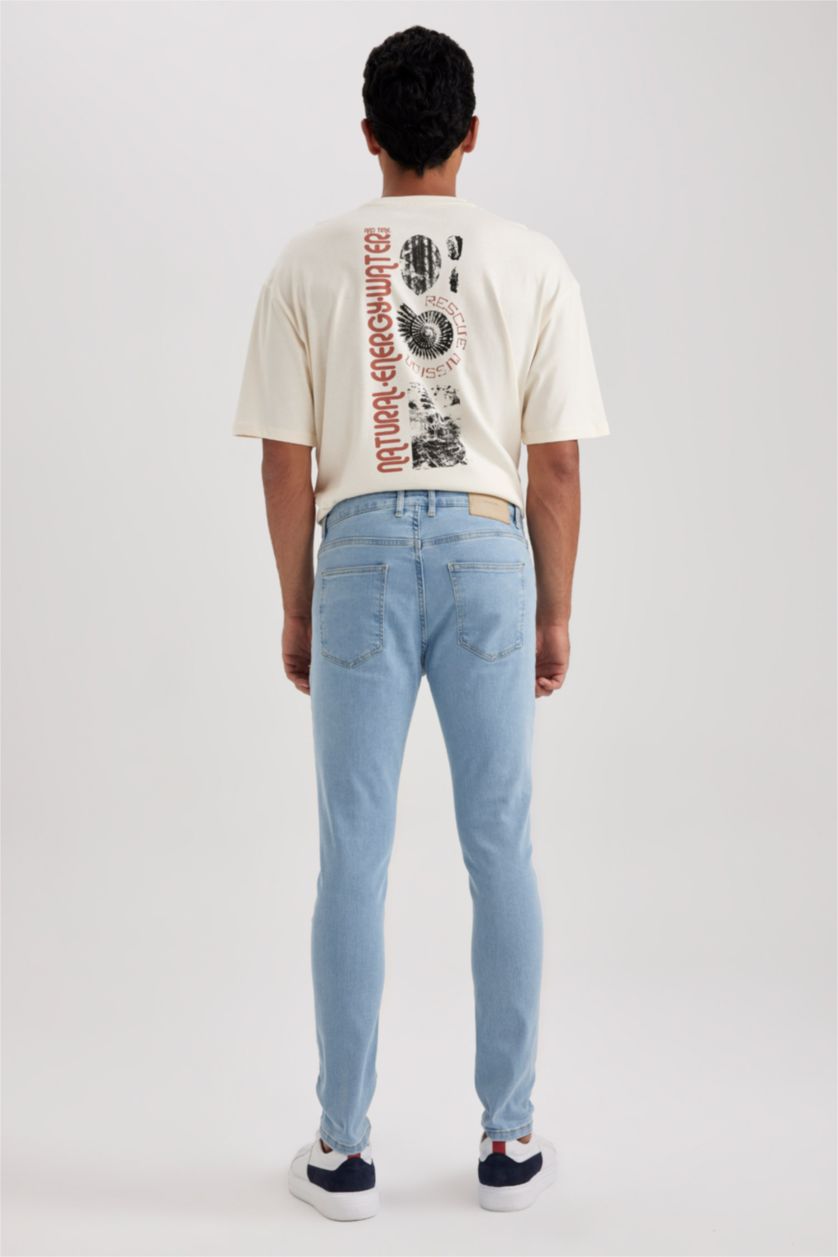 رجال أزرق فاتح بنطلون جينز قصة ضيق للغاية