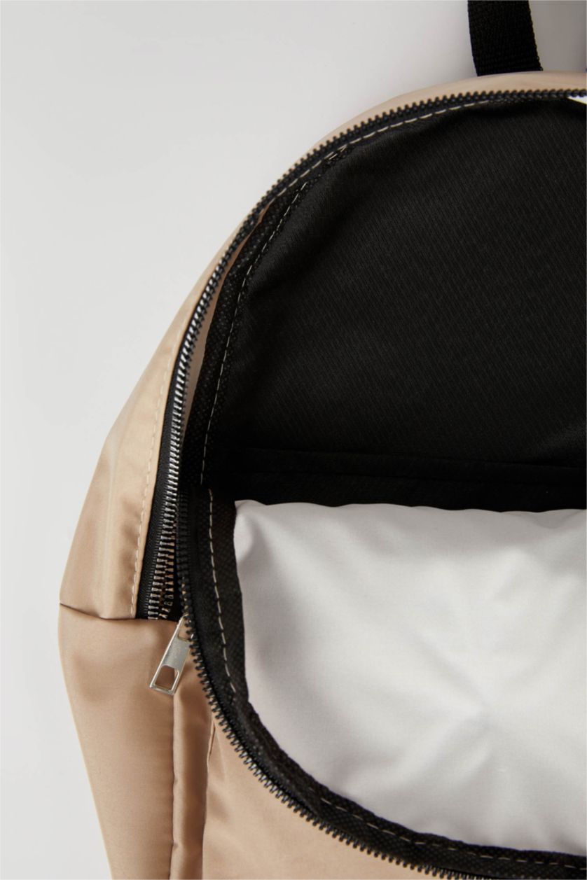 WOMAN Beige Women's Defacto Fit Letter Printed Large School Backpack