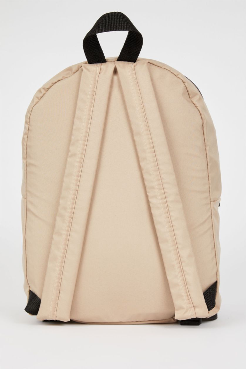 WOMAN Beige Women's Defacto Fit Letter Printed Large School Backpack