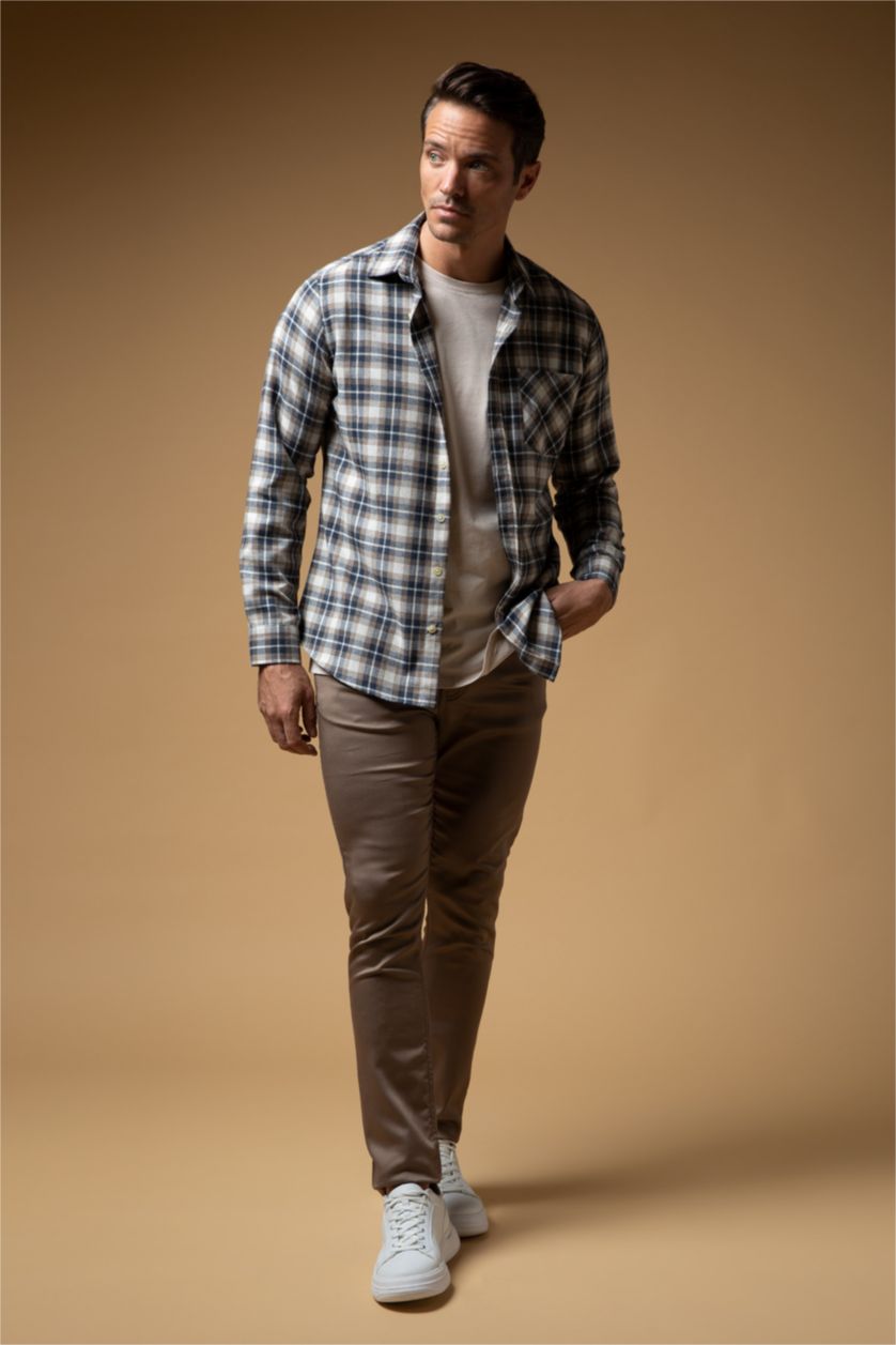 MAN Light Brown Slim Fit All-Direction Comfort Trousers