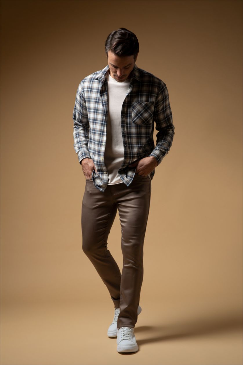 MAN Light Brown Slim Fit All-Direction Comfort Trousers