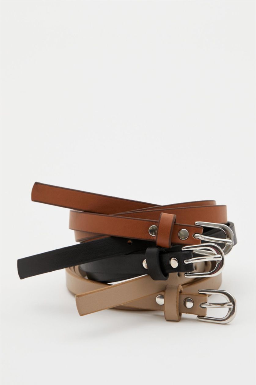 نساء Karma حزام جلد صناعي بمشبك بيضاوي من 3 قطع