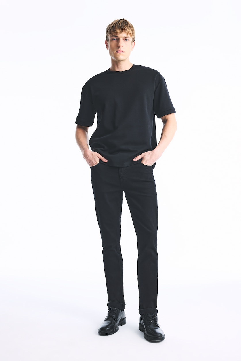 Erkek Siyah Pedro Slim Fit Normal Bel Dar Paça Jean Pantolon