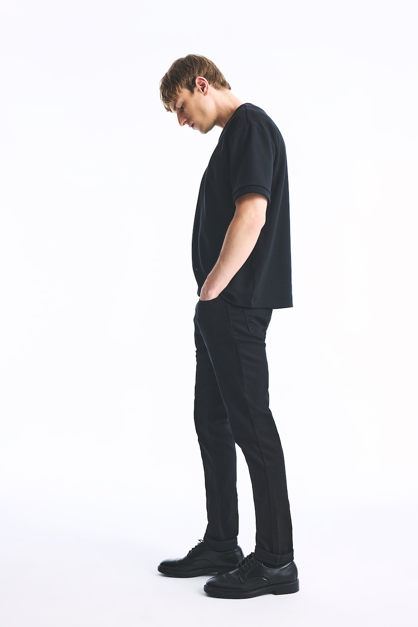Erkek Siyah Pedro Slim Fit Normal Bel Dar Paça Jean Pantolon