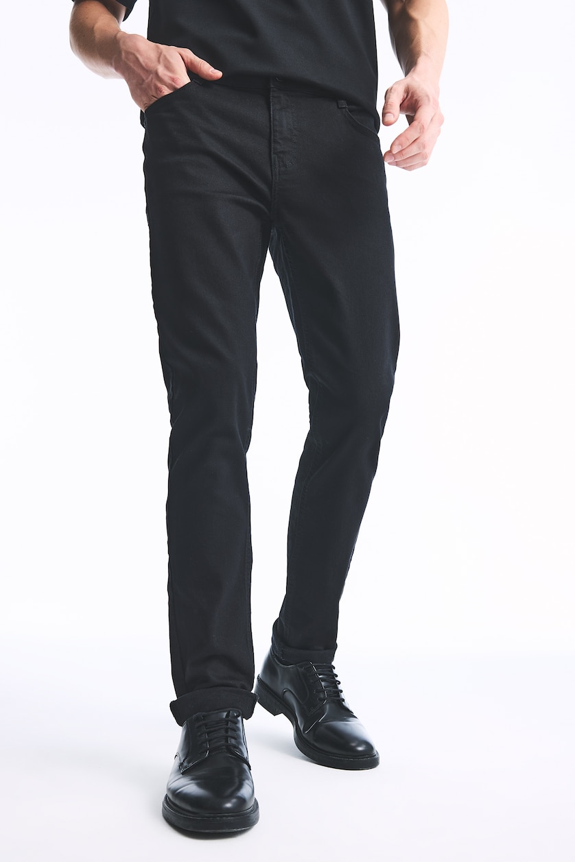Erkek Siyah Pedro Slim Fit Normal Bel Dar Paça Jean Pantolon