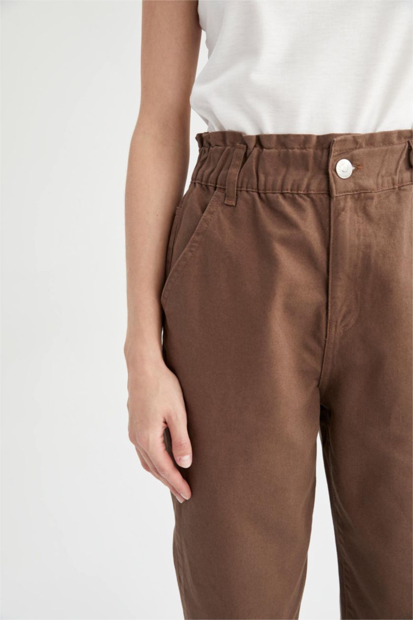 WOMAN Brown Baggy Gabardine  Cotton Trousers