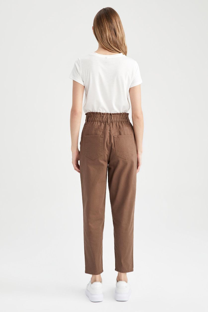 WOMAN Brown Baggy Gabardine  Cotton Trousers