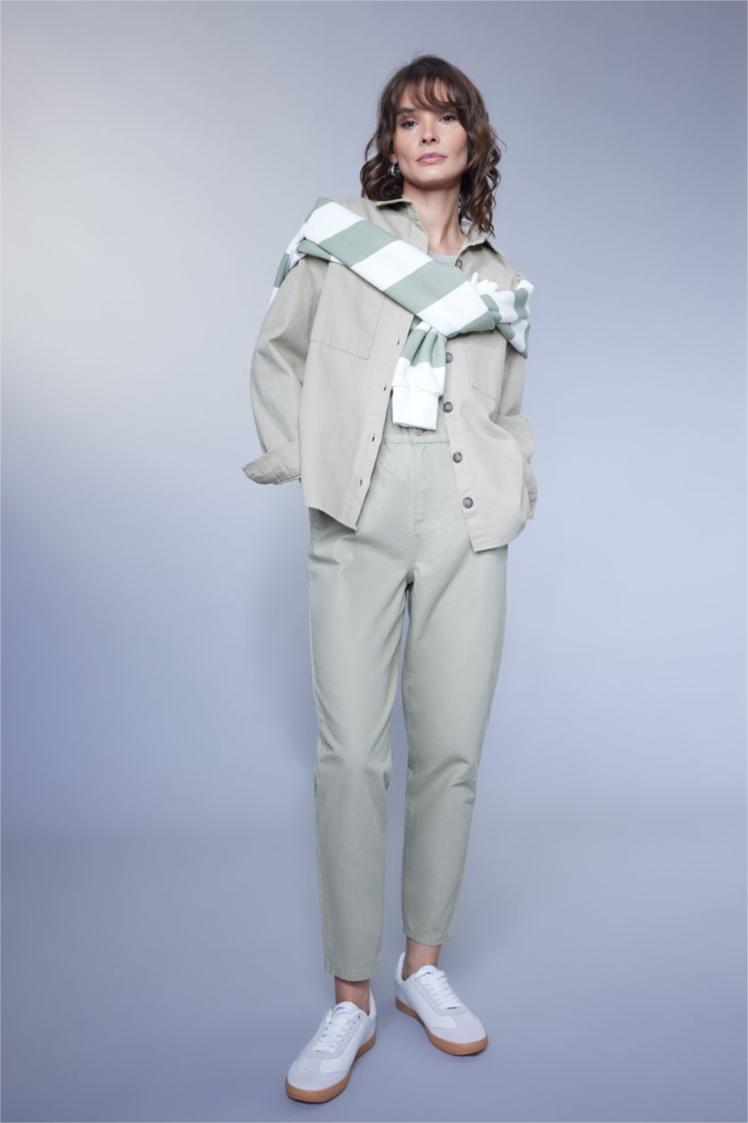 WOMAN Light Khaki Baggy Gabardine  Cotton Trousers