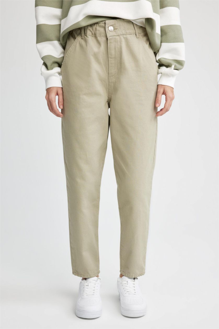 WOMAN Light Khaki Baggy Gabardine  Cotton Trousers