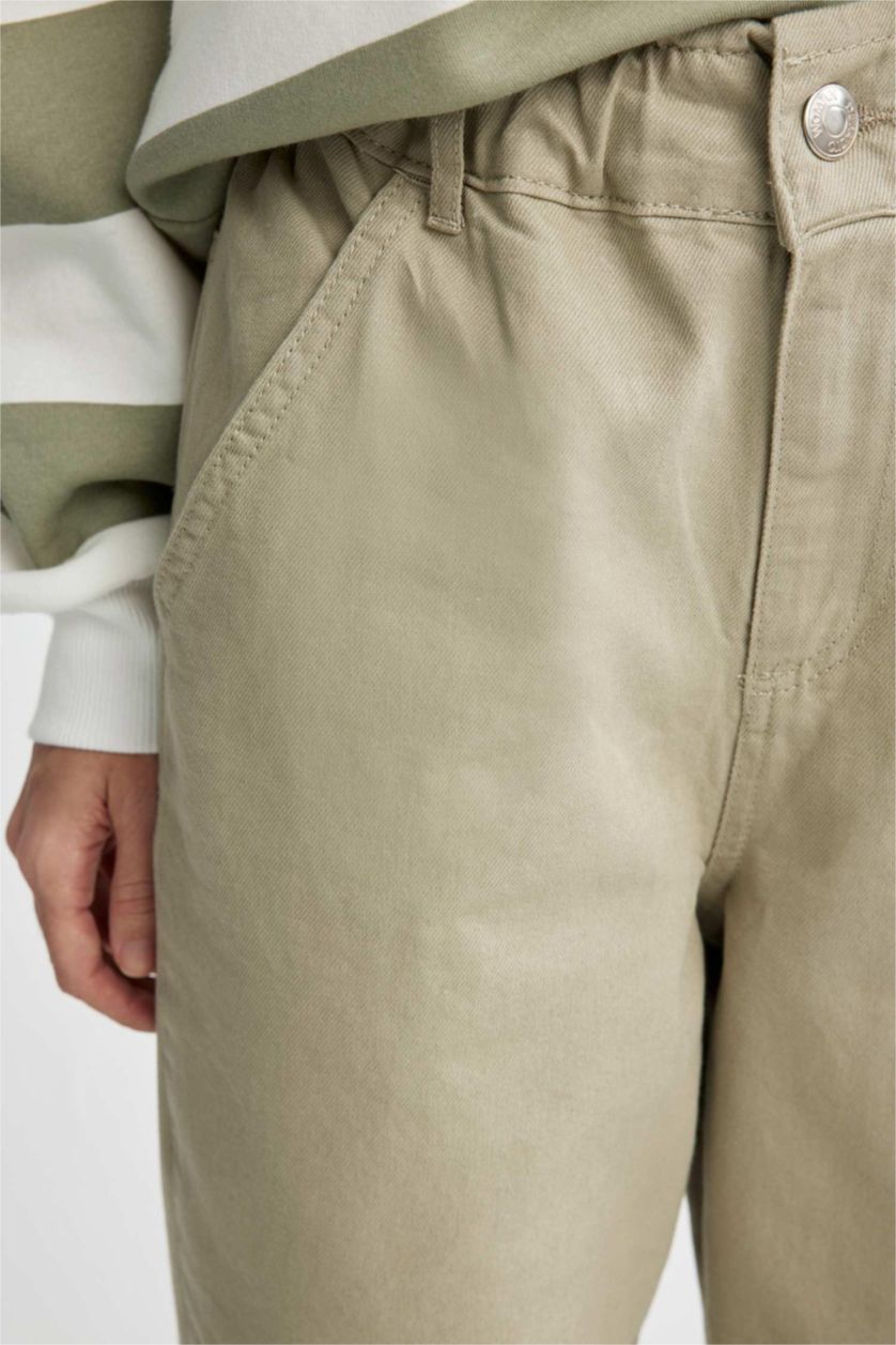 WOMAN Light Khaki Baggy Gabardine  Cotton Trousers