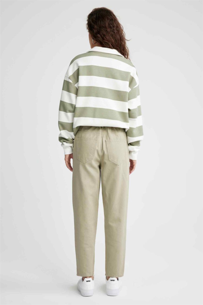 WOMAN Light Khaki Baggy Gabardine  Cotton Trousers