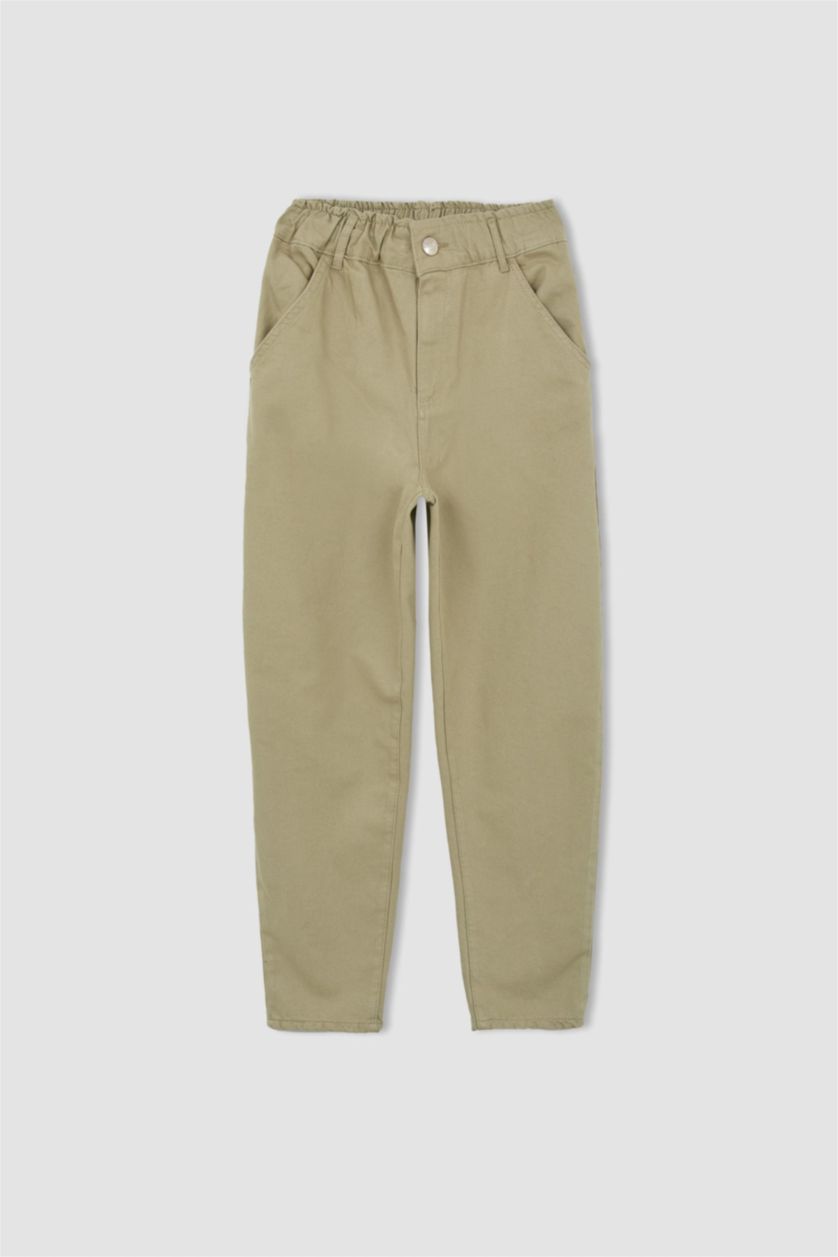 WOMAN Light Khaki Baggy Gabardine  Cotton Trousers