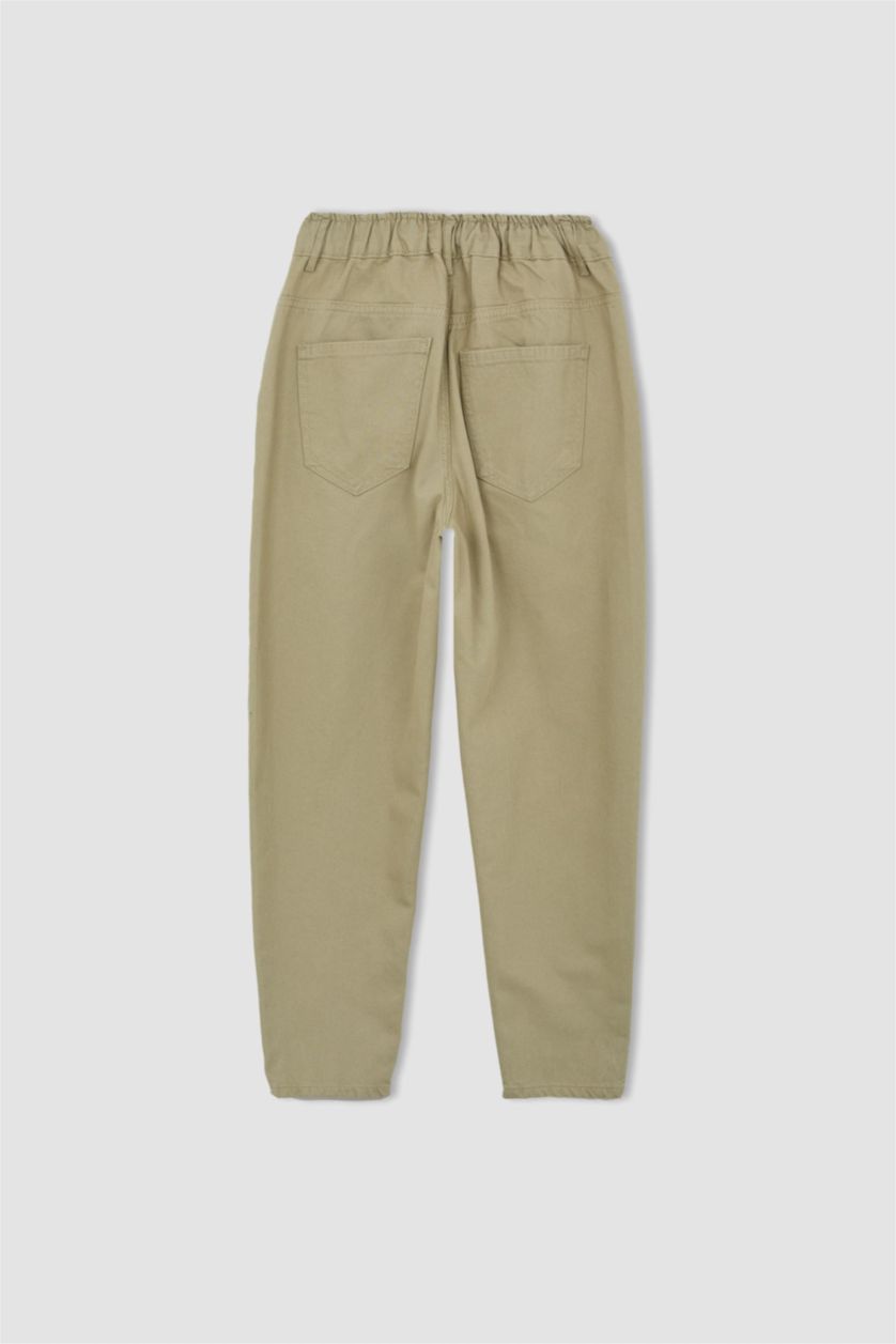 WOMAN Light Khaki Baggy Gabardine  Cotton Trousers