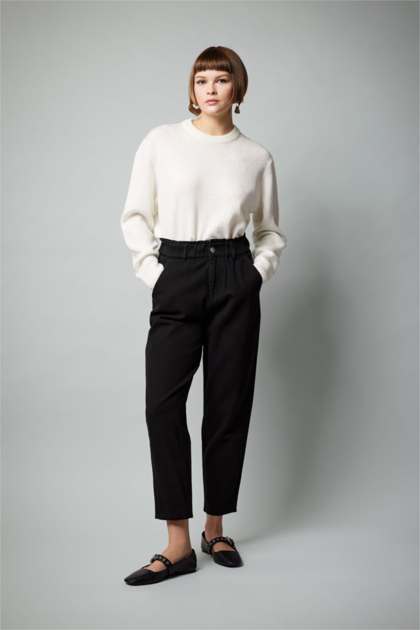 FEMME Noir Pantalon Coton Baggy La Gabardine
