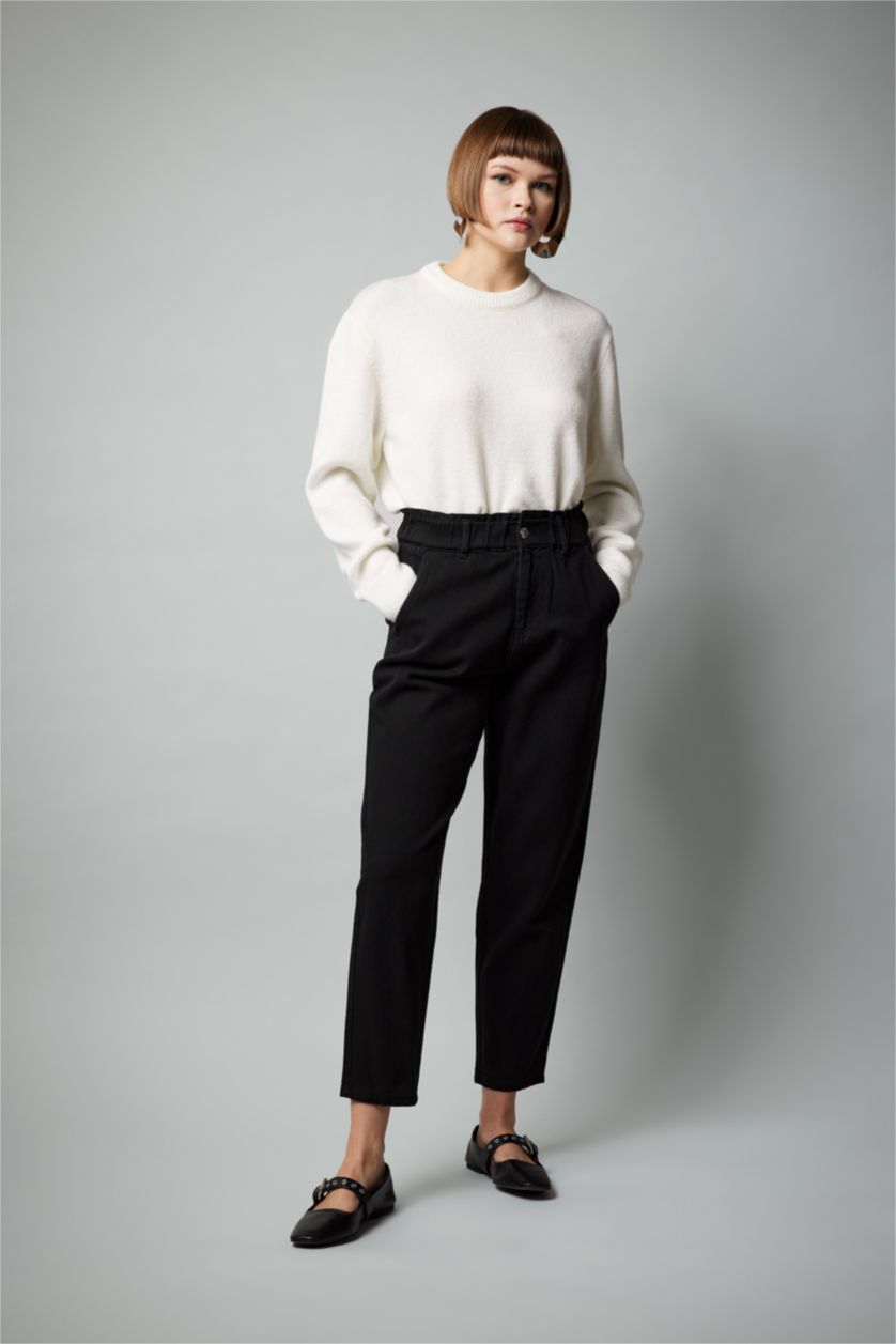 FEMME Noir Pantalon Coton Baggy La Gabardine