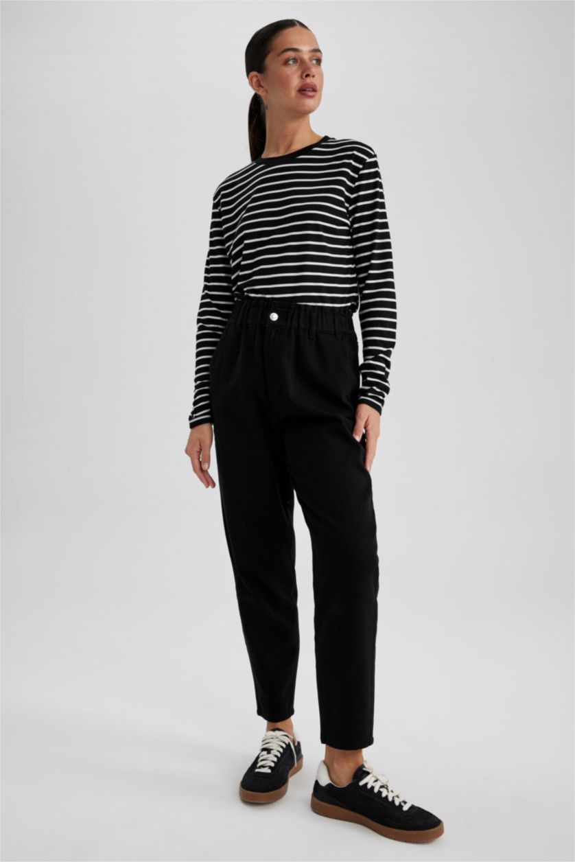 FEMME Noir Pantalon Coton Baggy La Gabardine