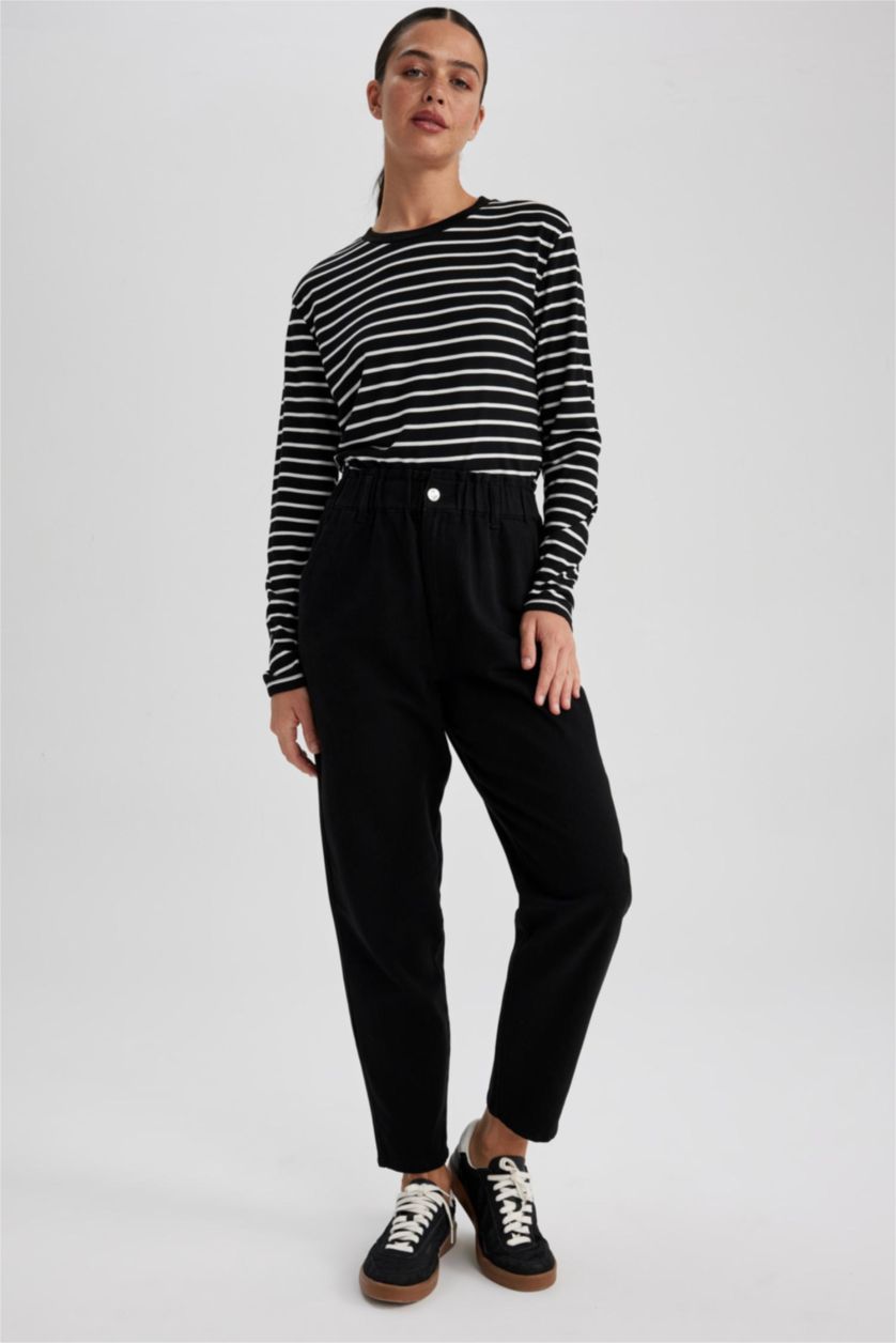 FEMME Noir Pantalon Coton Baggy La Gabardine