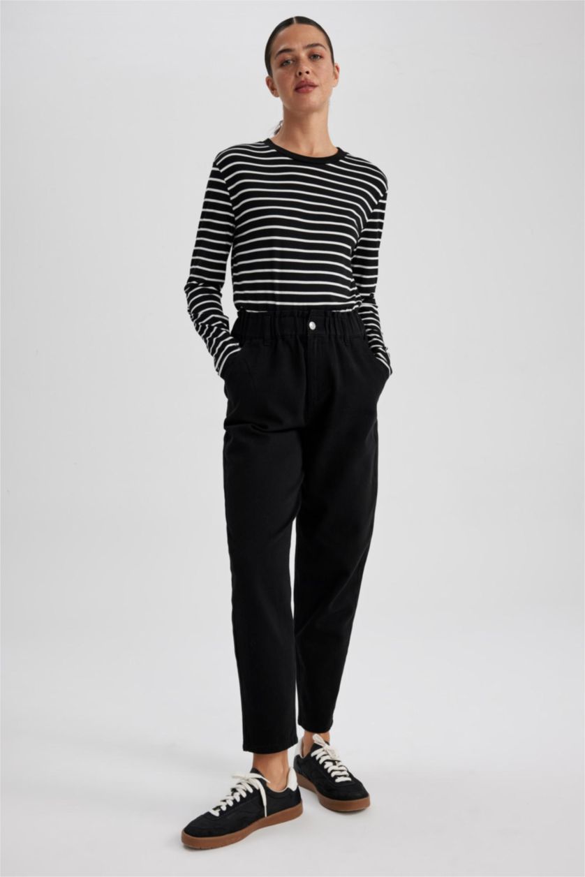 FEMME Noir Pantalon Coton Baggy La Gabardine