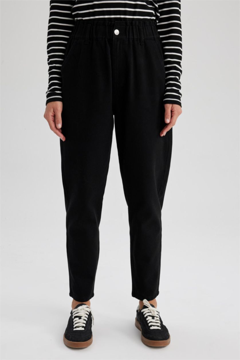 FEMME Noir Pantalon Coton Baggy La Gabardine