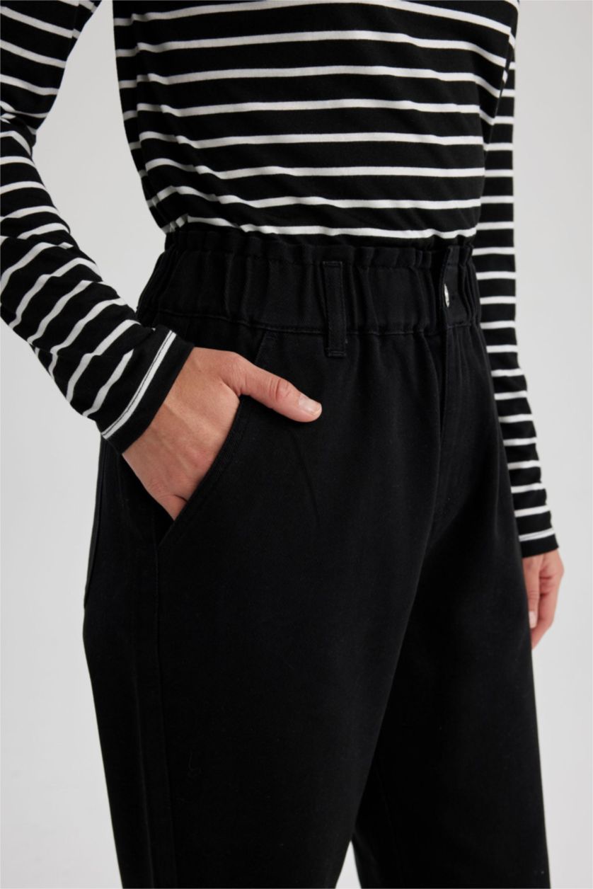 FEMME Noir Pantalon Coton Baggy La Gabardine