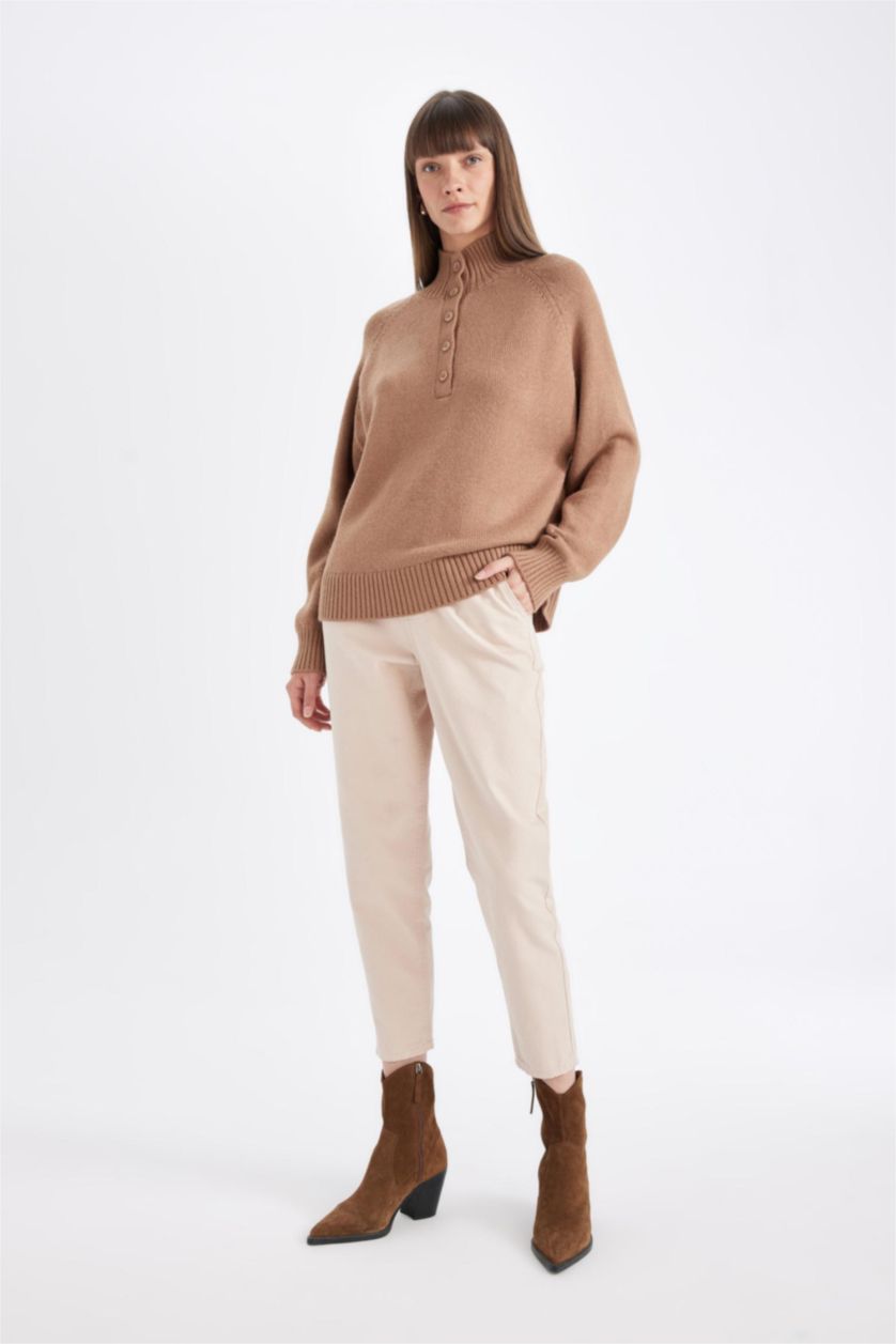 Women Sand Paperbag Waist Paperbag Fit Trousers