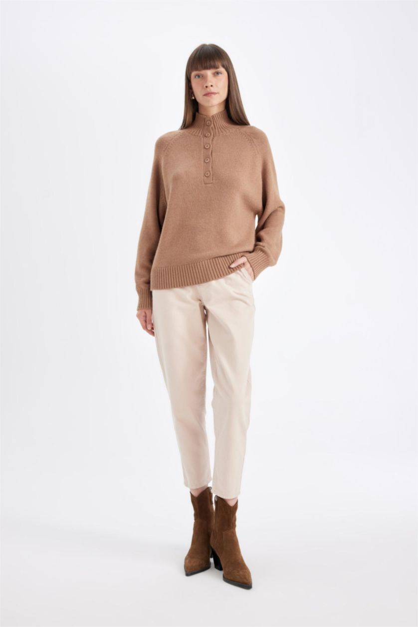 Women Sand Paperbag Waist Paperbag Fit Trousers