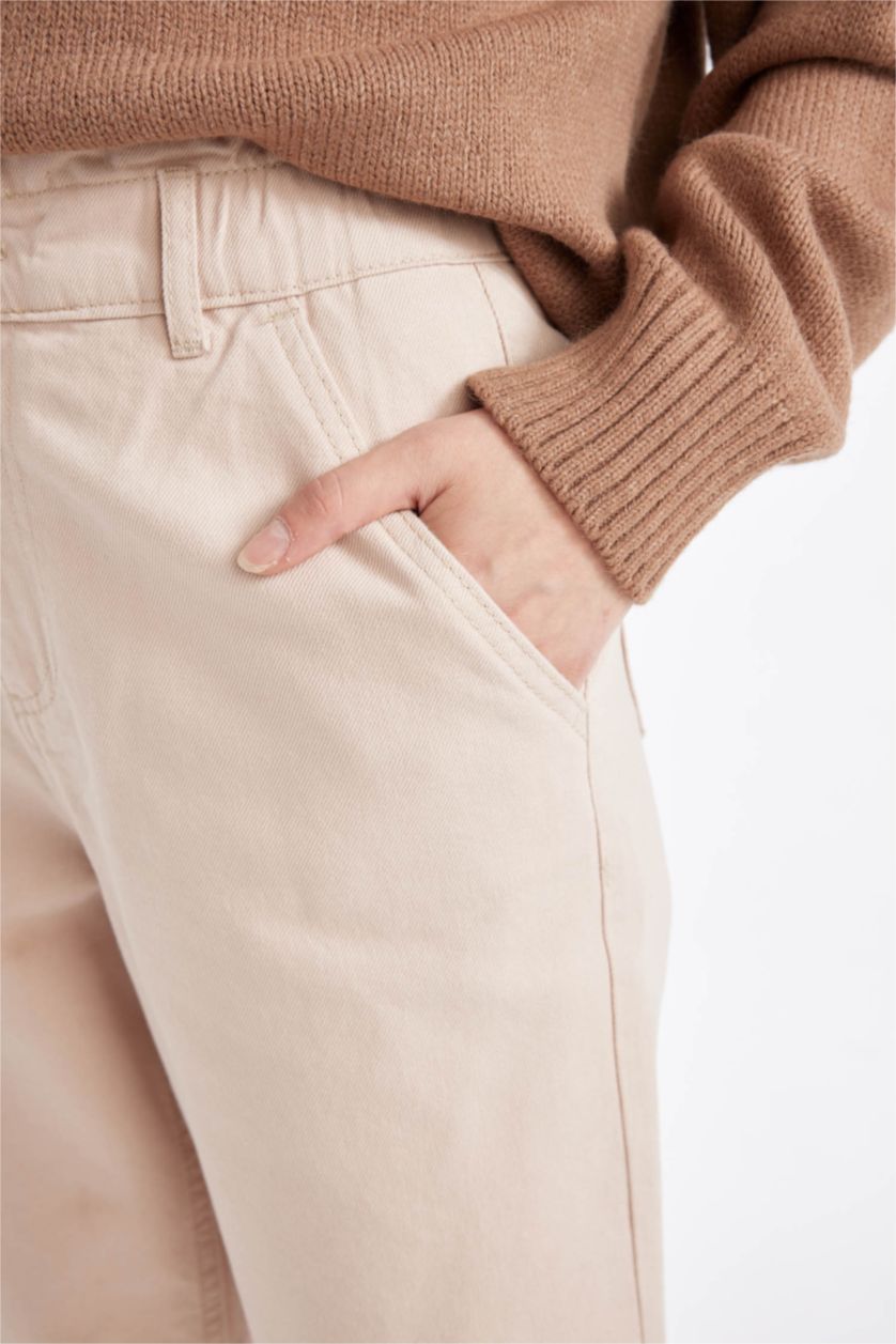 Women Sand Paperbag Waist Paperbag Fit Trousers