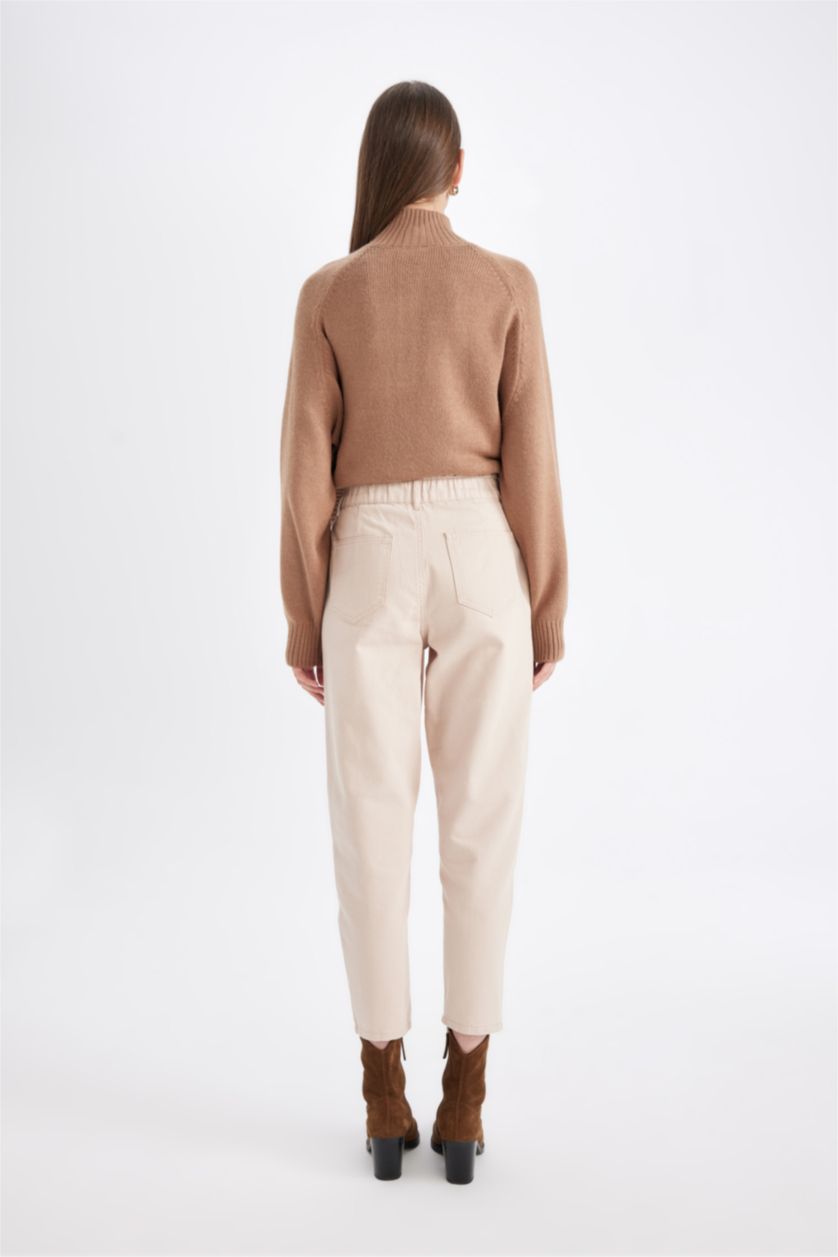Women Sand Paperbag Waist Paperbag Fit Trousers