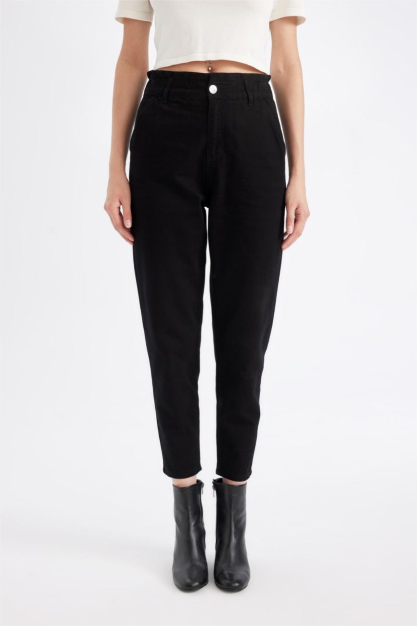 WOMAN Black Paperbag Waist Paperbag Fit Trousers