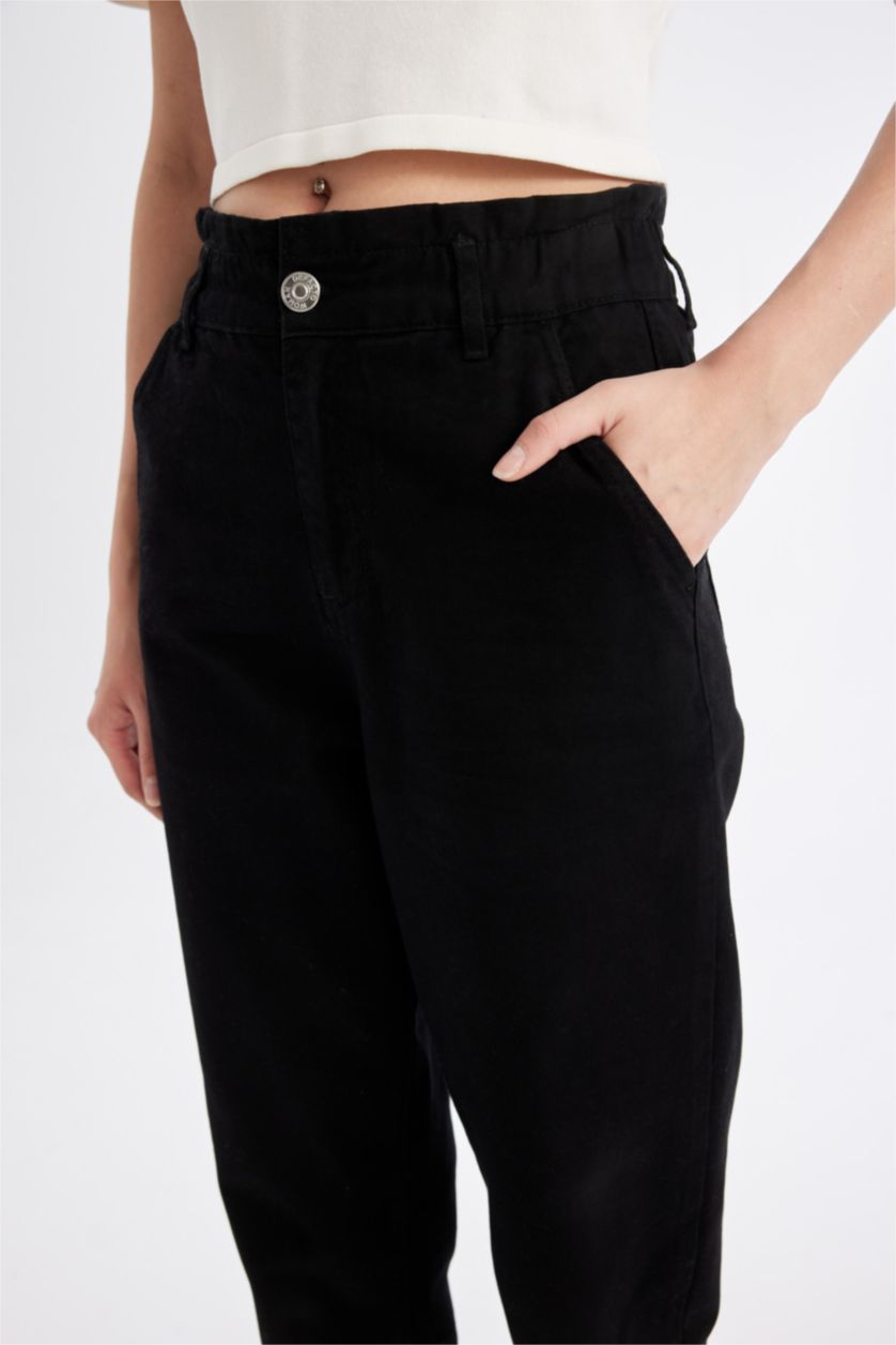 WOMAN Black Paperbag Waist Paperbag Fit Trousers