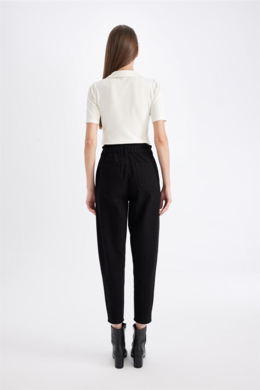 WOMAN Black Paperbag Waist Paperbag Fit Trousers