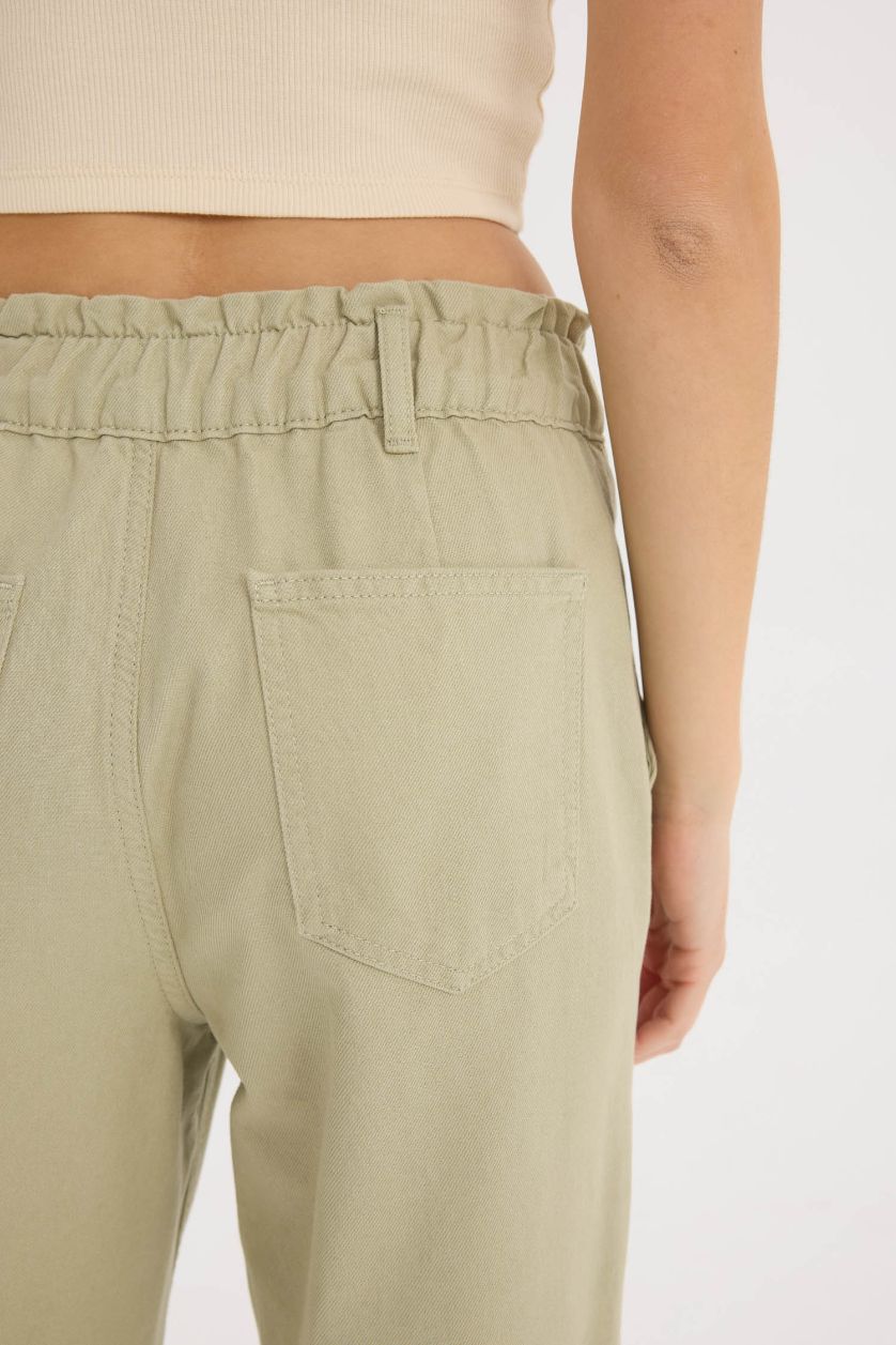 WOMAN Light Khaki Baggy Gabardine Cotton Trousers