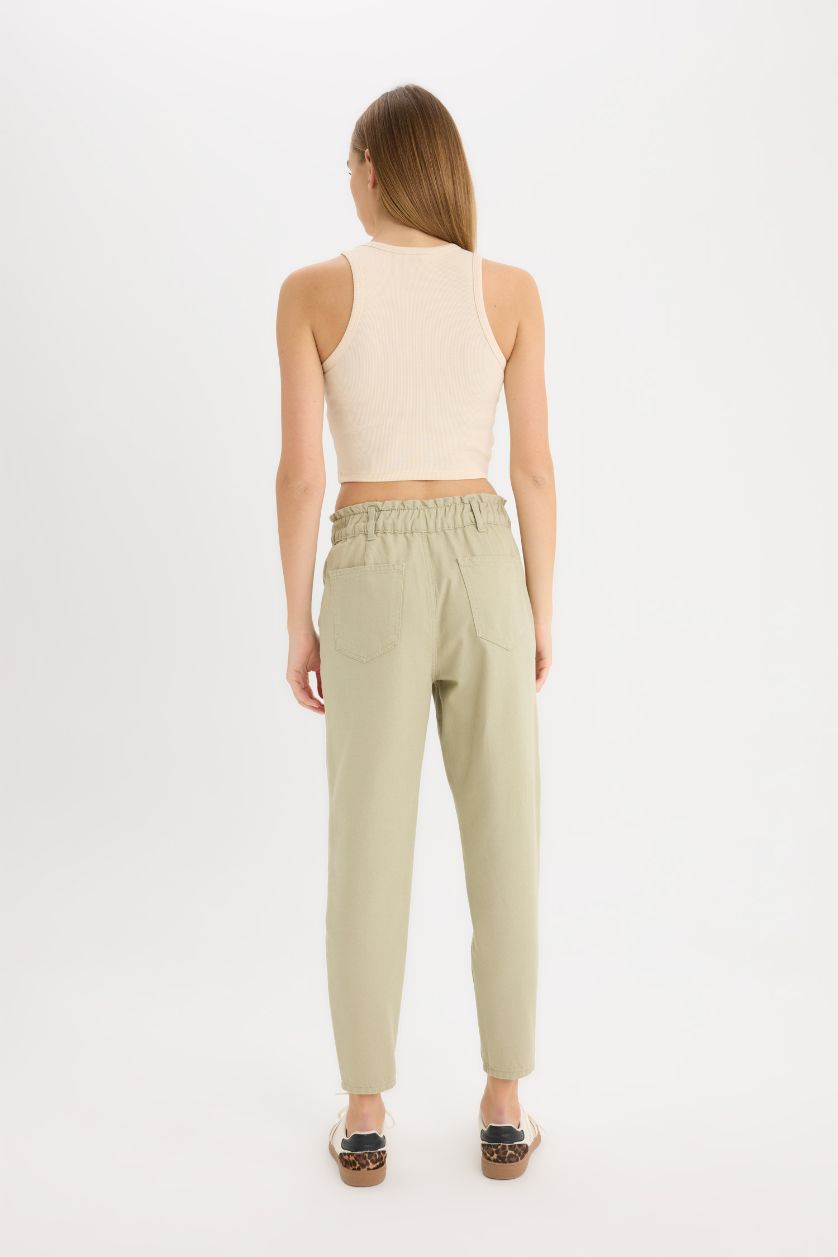 WOMAN Light Khaki Baggy Gabardine Cotton Trousers