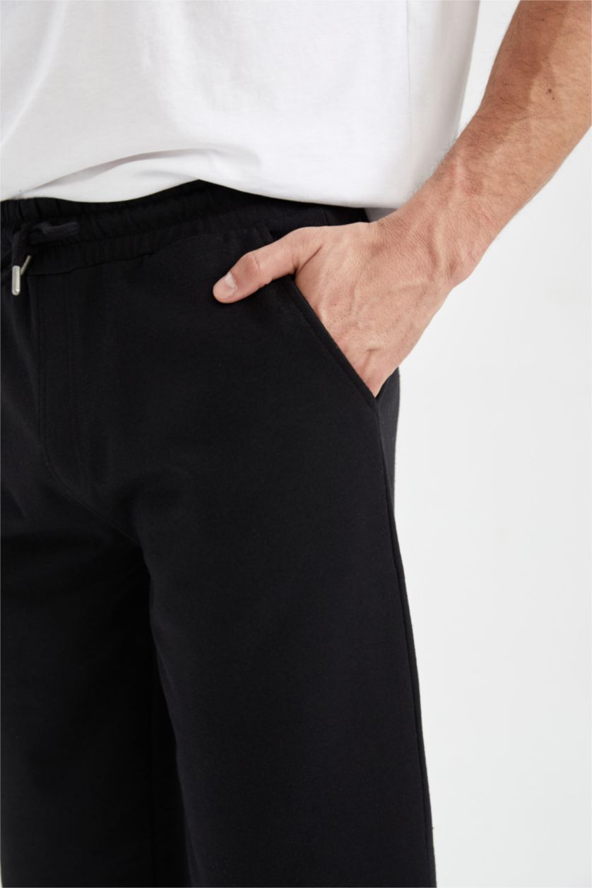 Erkek Siyah Regular Fıt Uzun Şort