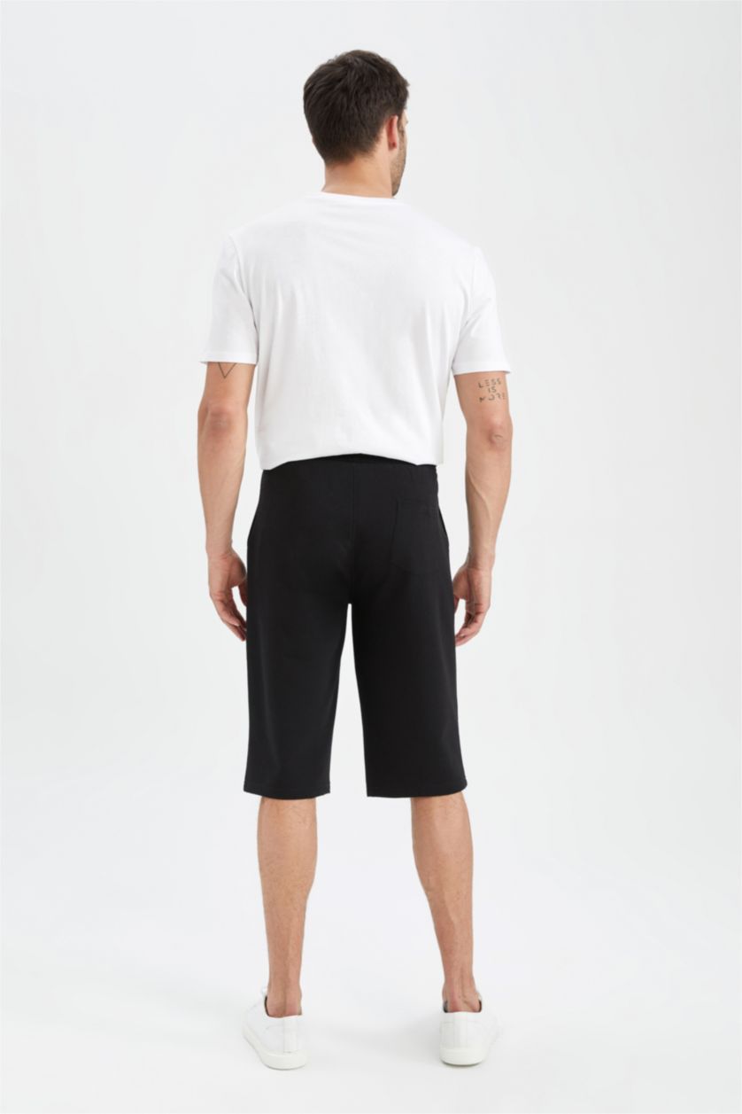 Erkek Siyah Regular Fıt Uzun Şort