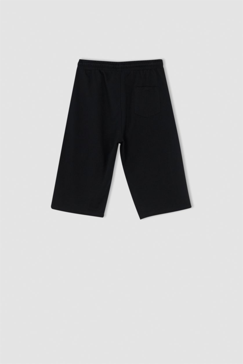 Erkek Siyah Regular Fıt Uzun Şort