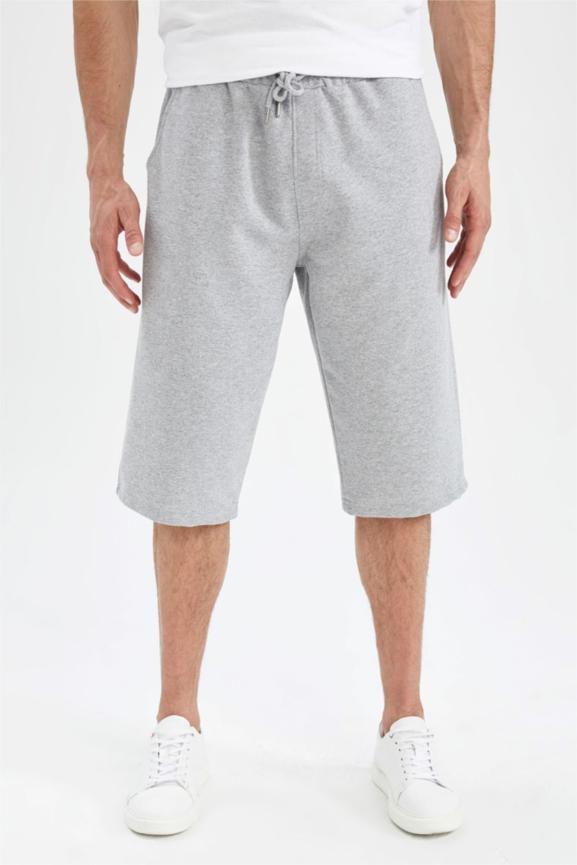Мужчины Серый меланж Длинные шорты стандартного кроя