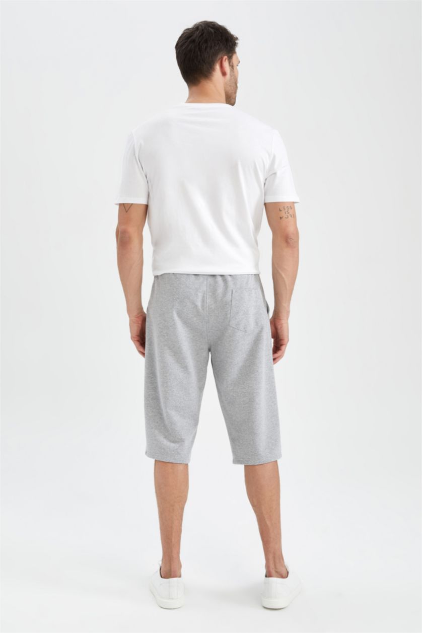 Мужчины Серый меланж Длинные шорты стандартного кроя